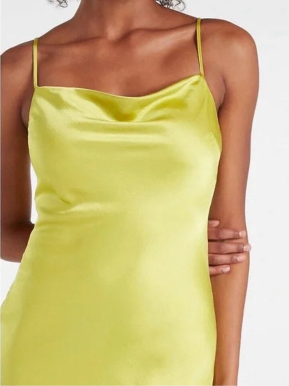 Express Satin Slip Dress in Lime Green